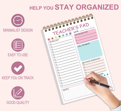 Teacher Notepad - A4 Teacher To Do List Notepad, Spiral Checklist Notebook Organizer for Teachers Notes Task Appointment, Teacher Appreciation Gifts, 8'' x 11'', Green