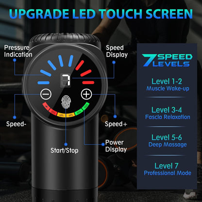 TOLOCO Massage Gun, Deep Tissue Back Massage for Athletes for Pain Relief, Percussion Massager with 10 Massages Heads & Silent Brushless Motor, Fathers Day Dad Gifts, Grey