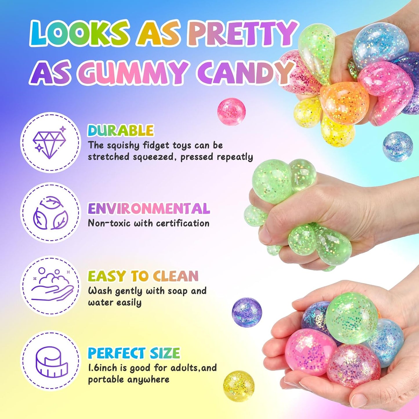 VESPRO 12 Pack Fidget Stress Balls for Adults, Cute Octopus Stress Sensory Stress Ball, Bulk Squishy Squeeze Ball Toys Set for Classroom Prizes and Birthday Party Favors