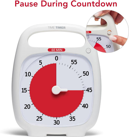 TIME TIMER Plus 60 Minute Desk Visual Timer - Countdown Timer with Portable Handle for Classroom, Office, Homeschooling, Study Tool with Silent Operation (Charcoal)
