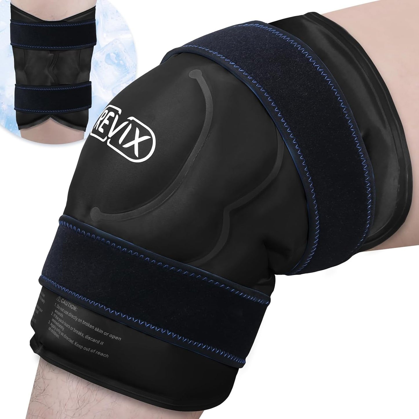 REVIX 20‘’ XXXL Knee Ice Pack Wrap Around Entire Knee, Extra Large Ice Pack for Knee Meniscus Tear and Arthritis, Cold Compress Therapy, Reusable Ice Wraps for Back, Shoulder, Post-Workout Recovery