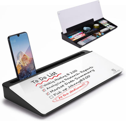TSJ OFFICE Whiteboard Weekly Dry-Erase-Board - Desktop White Board Calendar Desk Organizers with Accessories Computer Keyboard Stand with Drawer, for Office, Home, School Supplies - White Calendar