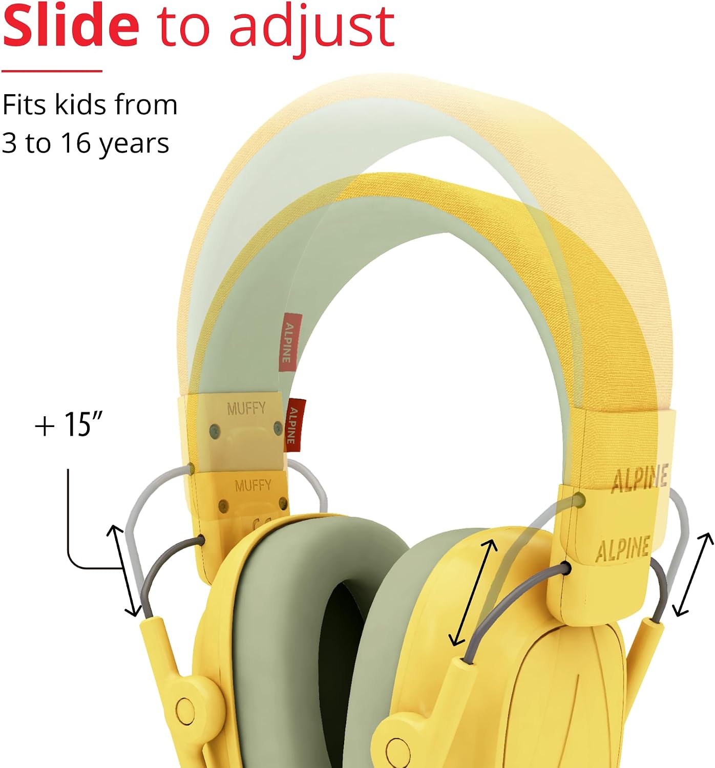 Alpine Muffy Kids - Hearing Protection - CE & ANSI Certified - Adjustable for Ages 3-16 years - Noise Cancelling Headphones - 25dB Sound Reduction Ideal for Protection and Concentration Aid – Black