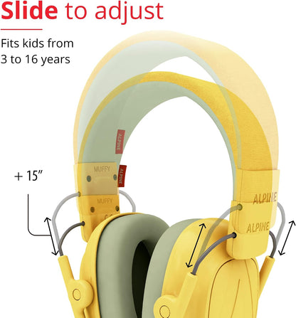 Alpine Muffy Kids - Hearing Protection - CE & ANSI Certified - Adjustable for Ages 3-16 years - Noise Cancelling Headphones - 25dB Sound Reduction Ideal for Protection and Concentration Aid – Black