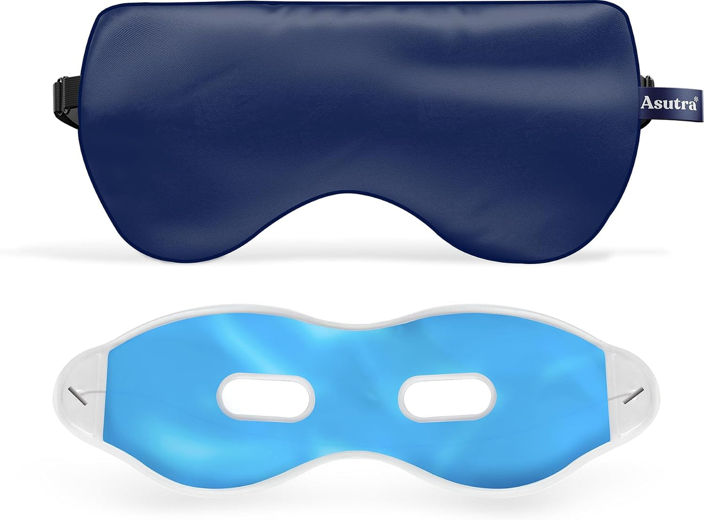 ASUTRA Silk Eye Pillow for Sleep, Black - Filled w/Lavender Buds & Flax Seeds, Weighted Eye Mask, Meditation & Light Blocking Blindfold, Cooling Gel Mask Included