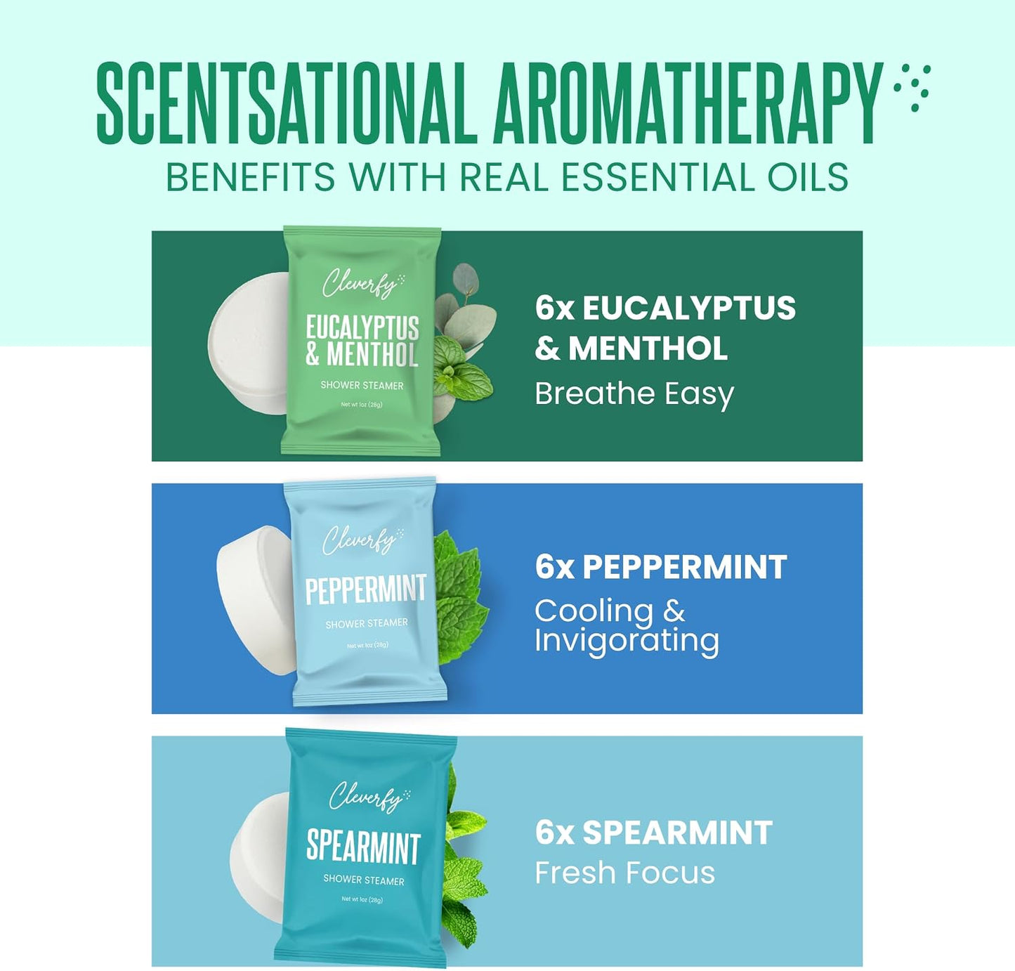Cleverfy Shower Steamers Aromatherapy Gifts for Women and Men, 18 Tablets