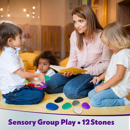 Fidget Toys Adults Sensory Stone: 6 Pack Textured Worry Stone for Autism Kids Calming Down - Fidget Stress Toys for Stress Relief - Small Students Prizes Fidget Toys