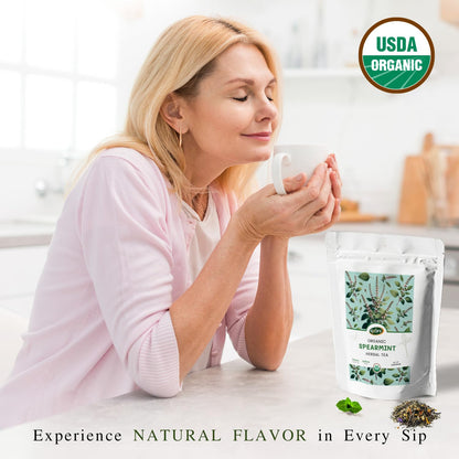 Oxify USDA Organic Spearmint Loose Leaf Tea, Caffeine Free, 16 oz