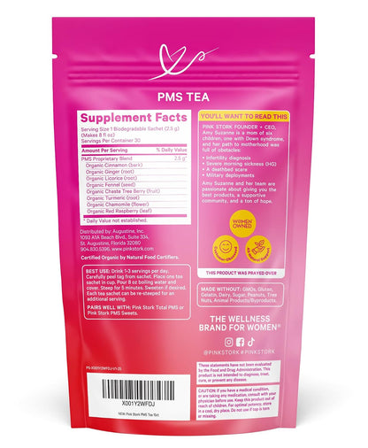 Pink Stork Organic PMS Tea with Vitex + Red Raspberry Leaf, 30 Cups