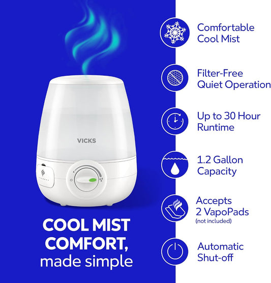 Vicks Filter-Free Ultrasonic Humidifier, Recommended by Pediatricians