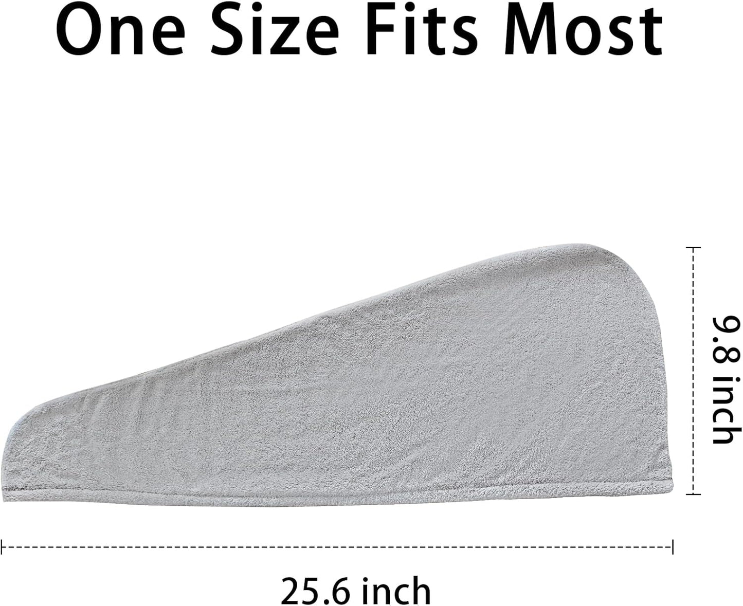 2 Pack Microfiber Hair Towel Wrap for Women Super Absorbent Quick Dry Hair Turban for Drying Curly, Long & Thick Hair 10 inch X 26 inch Lightgrey+SkyBlue