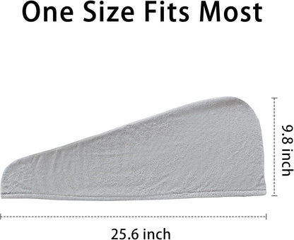 2 Pack Microfiber Hair Towel Wrap for Women Super Absorbent Quick Dry Hair Turban for Drying Curly, Long & Thick Hair 10 inch X 26 inch Lightgrey+SkyBlue