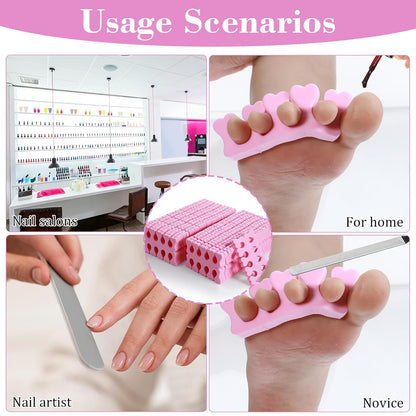 100 Pcs Sponge Toe Separators Soft Finger Separators Premium Pedicure Tool Kit Flexible Toe Divider Spacer for Polishing Pedicure Manicure Coating Nail Art Beauty Accessories (Pink)