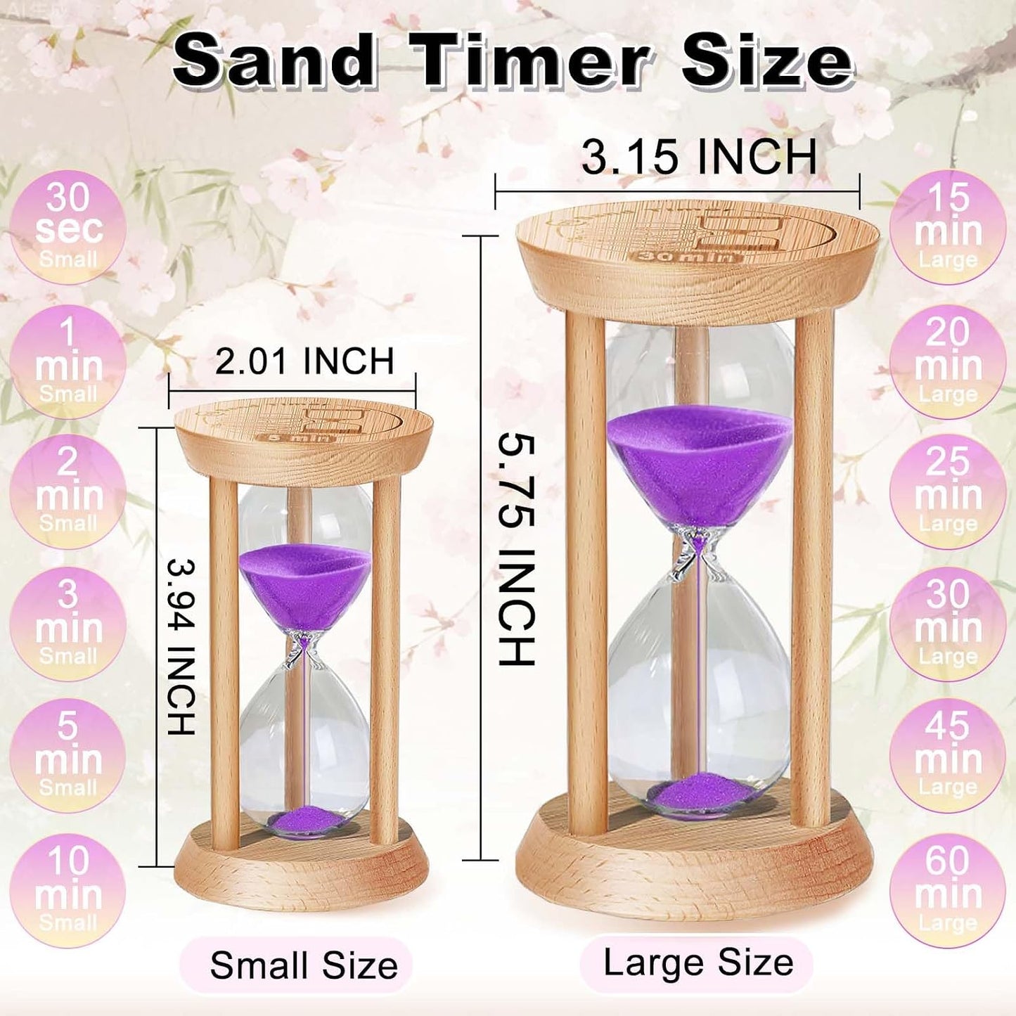 2 Minute Wooden Sand Timer,2 Min Hourglass, Small Sand Watch, Reloj De Arena, Hour Glass Sandglass for Home, Office, Decorative, Game, Classroom