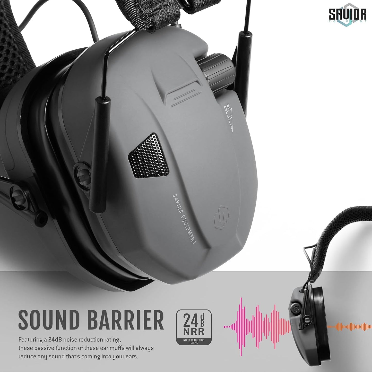 Savior Equipment Apollo Electronic Earmuffs For Shooting w/Gel Ear Pads, 24dB NRR, Noise Cancelling Ear Protection Headset
