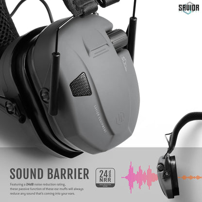 Savior Equipment Apollo Electronic Earmuffs For Shooting w/Gel Ear Pads, 24dB NRR, Noise Cancelling Ear Protection Headset