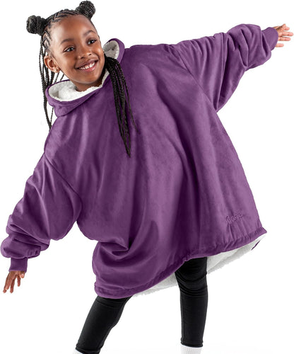 Bare Home Wearable Blanket Hoodie - Soft Plush Sherpa - Warm and Cozy - Oversized Wearable Blanket