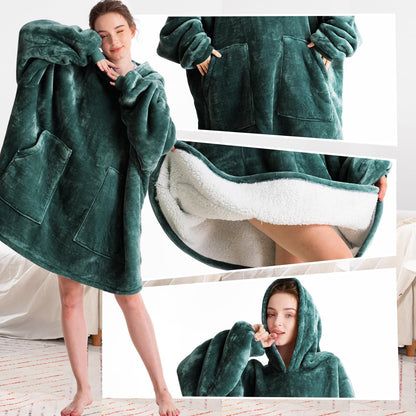Aemicion Strawberry Blanket Hoodie,Oversized Sherpa Wearable Hooded Blanket,Warm Cozy Sweatshirt Gifts for Women Girls Adult