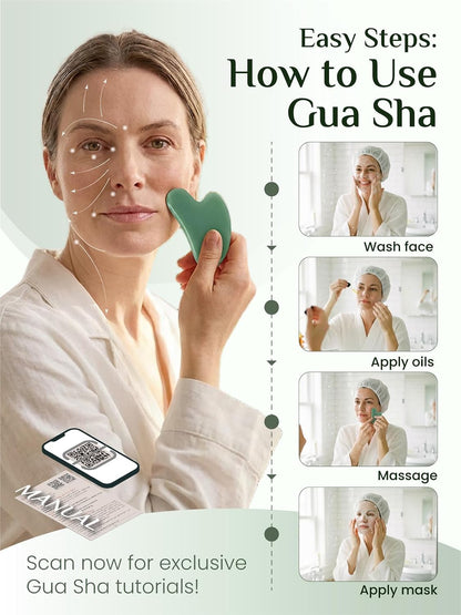 Rena Chris Gua Sha Facial Tools, Stainless Steel Guasha Tool for Acupuncture, Manual Massage Tool for Jawline Sculpting and Puffiness Reducing, Gua Sha Facial Massage Tool, Skin-Care Gift (Silver)
