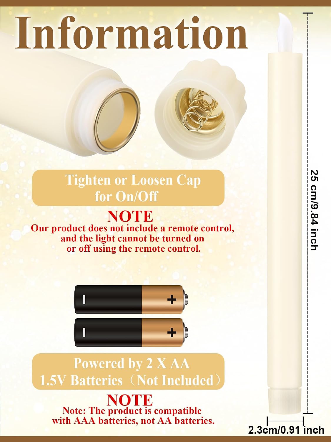 Treela 24 Pcs Flameless Taper Candles Battery Operated Bulk Fake Candles Light LED Candle Sticks Flickering Tapered for Easter Wedding Anniversary Decoration(Basic,11 Inch,Ivory)