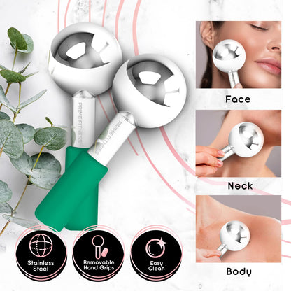 Ice Globes for Facials | Unbreakable Steel Cooling Roller | Cryo Sticks for Face | Massager for Face Neck & Eyes | Skin Care for Dark Circles, Puffiness, Wrinkles, Collagen Production (White)