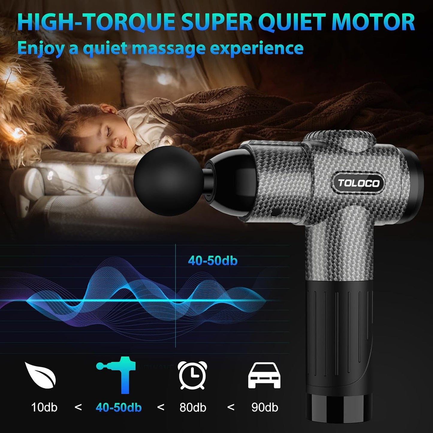 TOLOCO Massage Gun, Deep Tissue Back Massage for Athletes for Pain Relief, Percussion Massager with 10 Massages Heads & Silent Brushless Motor, Fathers Day Dad Gifts, Grey