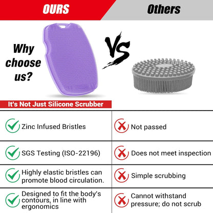Canroom Silicone Body Scrubber - Zinc Infused-Highly Elastic Bristles Exfoliating Body Scrubber for Shower Body,Cellulite Reduction,Blood Circulation- Black