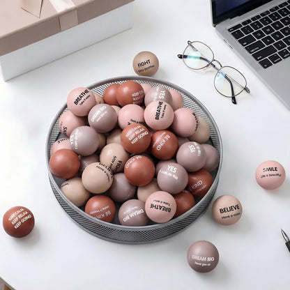 Liliful 100 Pcs Motivational Stress Balls Bulk Inspirational Squeeze Balls for Adults Anxiety Relief Fidget Toys Office Employee Gifts Classroom Rewards 2.2 Inch (Bright Colors)
