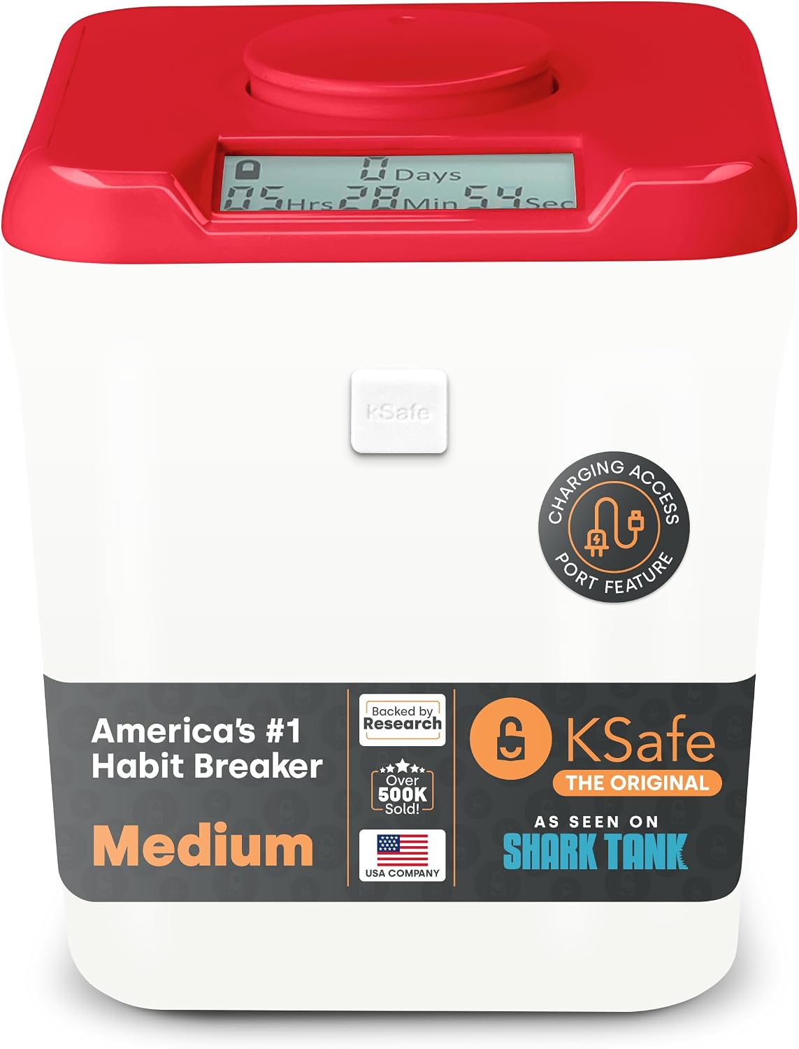 Kitchen Safe Time Locking Container (Medium), Timed Lock Box for Cell Phones, Snacks, and other unwanted temptations (White Lid + 5.5” Clear Base)