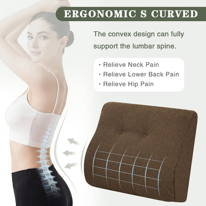baibu Patented Dual-Layer Memory Foam Lumbar Pillow for Recliner, Brown