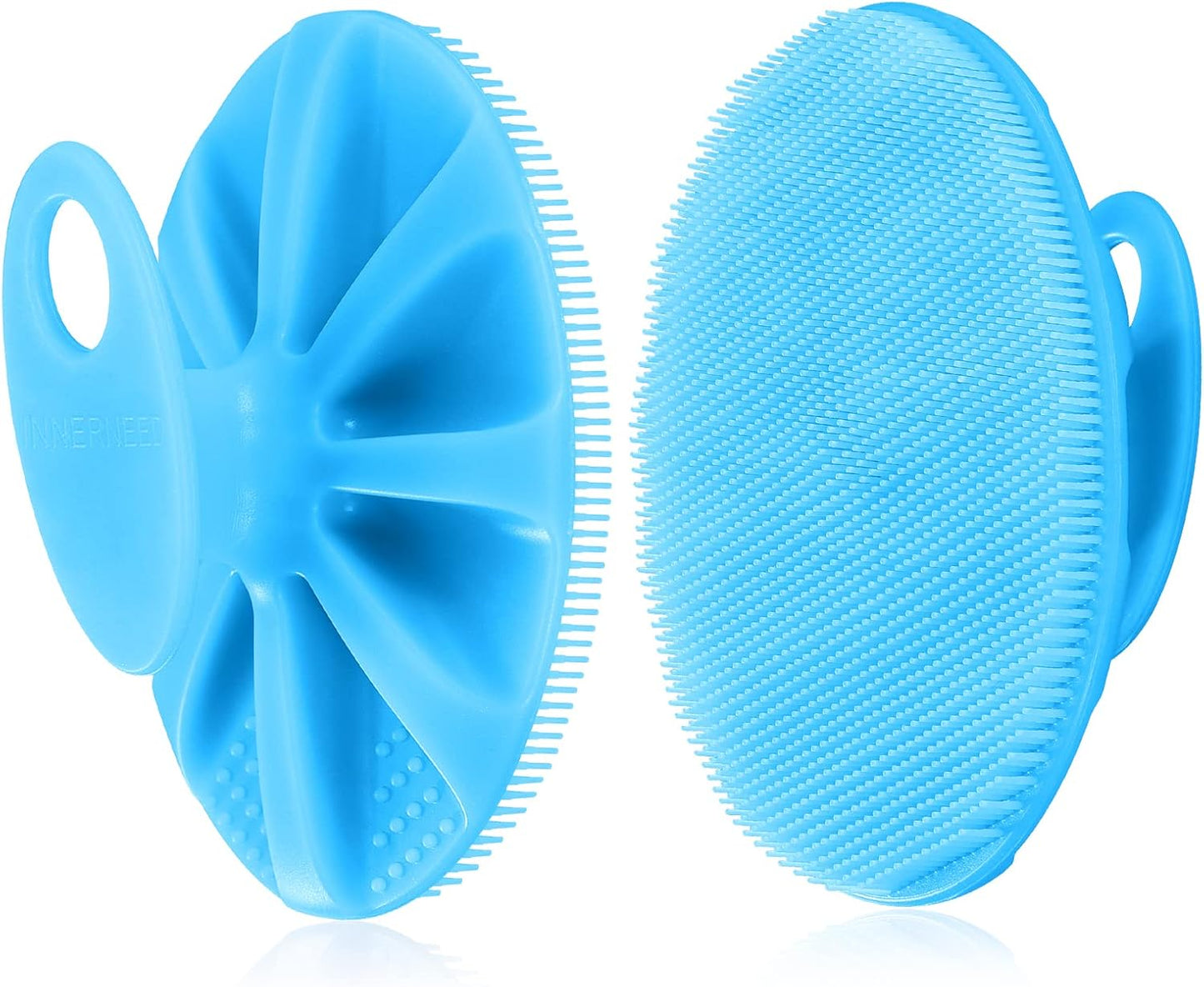 INNERNEED Soft Silicone Body Cleansing Brush Shower Scrubber, Gentle Exfoliating and Massage for All Kinds of Skin (Dark Green)