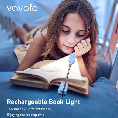 VAVOFO Clip On Book Light for Bed Kids, 7 LED Reading Light with 9-Level Warm Cool White Daylight, Eye Care Lamp with Power Indicator for Bookworms (Blue)