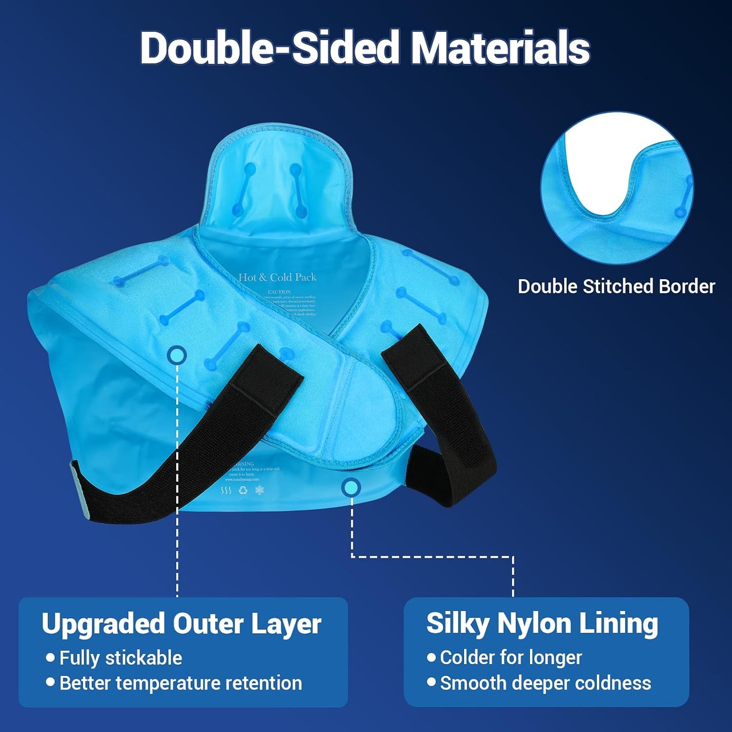Comfytemp Large Ice Pack for Neck Shoulders Upper Back Pain Relief with Straps, Reusable Gel Ice Wrap Hot Cold Compress Therapy Recovery for Upper Back, Cervical Injuries, Rotator Cuff (Large, Blue)