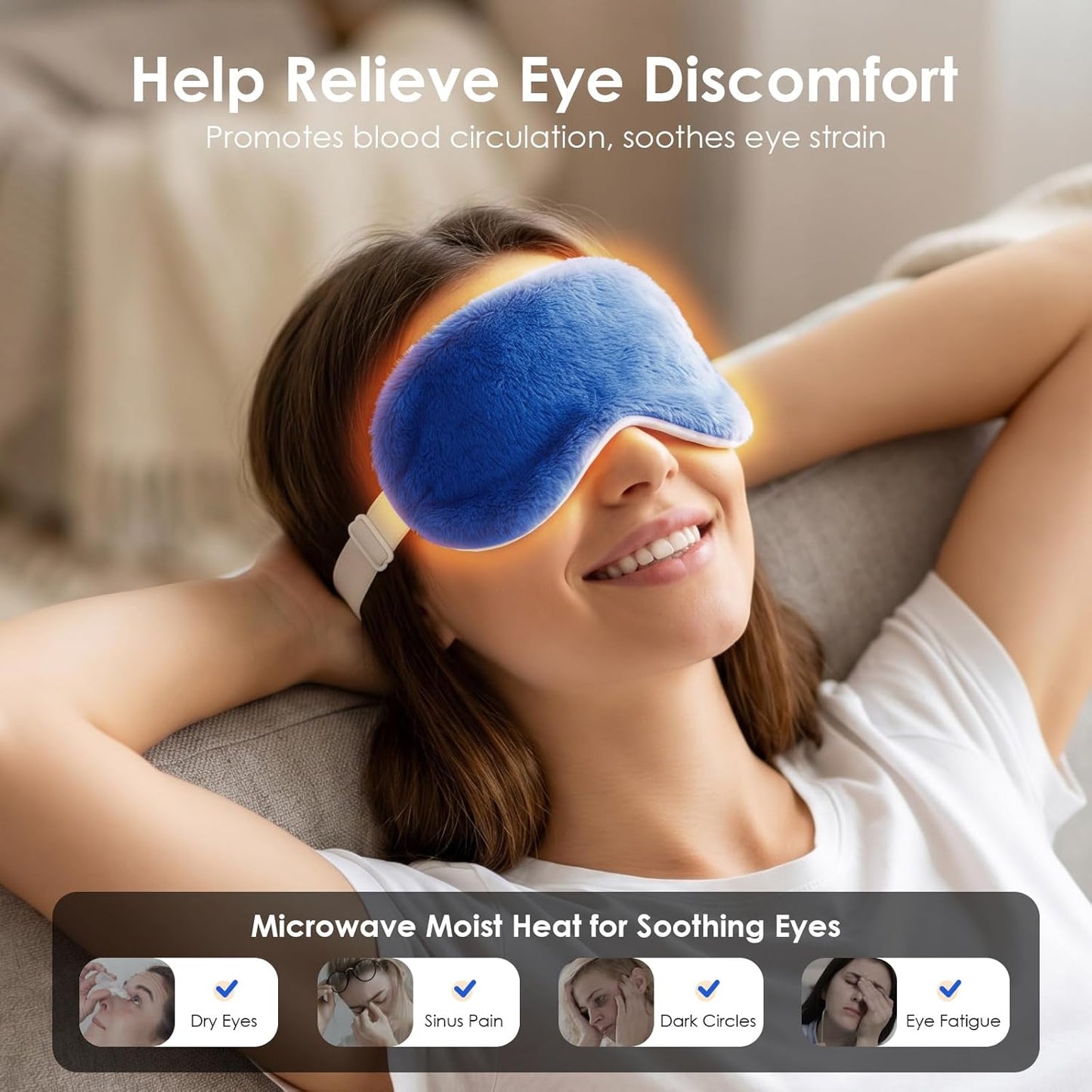Heated Eye Mask for Dry Eyes, Steam Warm Compress for Stye Eye Treatment, Relieve, Hot Compress, Moist Heat Mask for Blepharitis (Steel Grey)