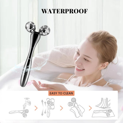 Wireless Face Massager Tool, 8-Roller 3D Face Roller for Women, LED Facial Massager,V-Shape Face Sculpting Tool for Jawline, 6 Light & Vibration Modes, USB-C Rechargeable
