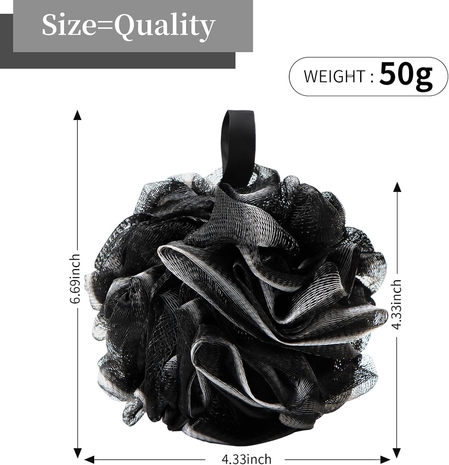 FARMOGA Bath Loofah Sponge Body Scrubber Shower Sponge Exfoliating Mesh Pouf Shower Ball Bath Sponges for Women and Men Bathing Accessories (4Pack 50G Colorful)