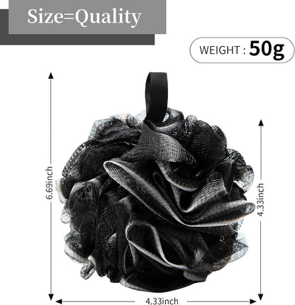 FARMOGA Bath Loofah Sponge Body Scrubber Shower Sponge Exfoliating Mesh Pouf Shower Ball Bath Sponges for Women and Men Bathing Accessories (4Pack 50G Colorful)