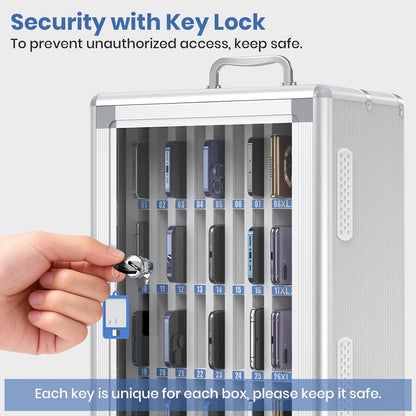 36 Slots Cell Phone Locker for Classroom, Portable Mobile Phone Storage Box with 【2 Different Size Slots】, Phone Lock Box Wall Mounted (Black)