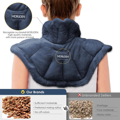 MORLIDEN Microwavable Heated Neck Wrap Warmer and Shoulder Weighted Heating Pad Microwave for Hot and Cold Compress - Dark Gray