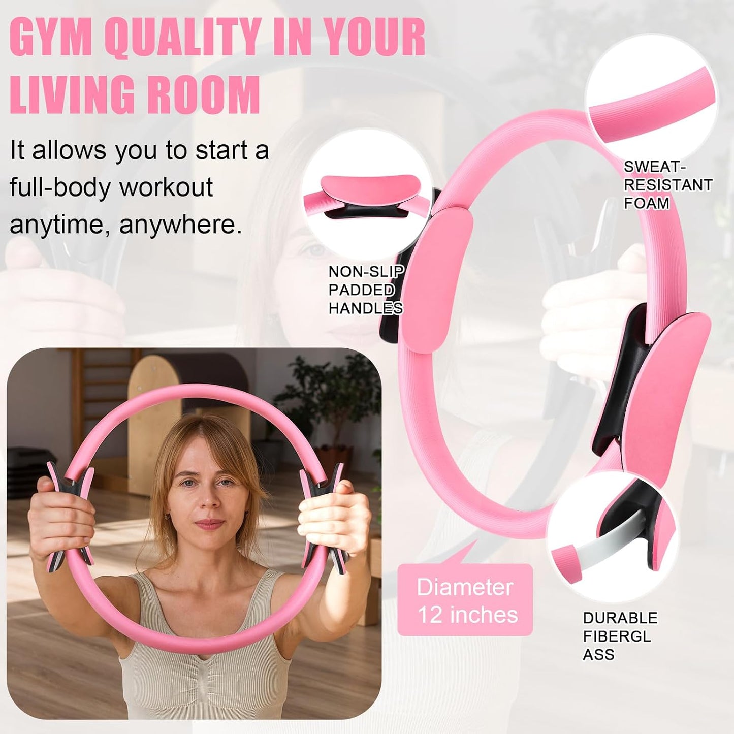 Silipull 11 Pcs Pilates Ring Set for Women, Yoga Home Gym Equipment with 12" Ring, 9.8" Exercise Ball, 5 Resistance Bands, 8 Figure Strap, Core Sliders & Storage Bag, for Beginner Workouts & Gifts