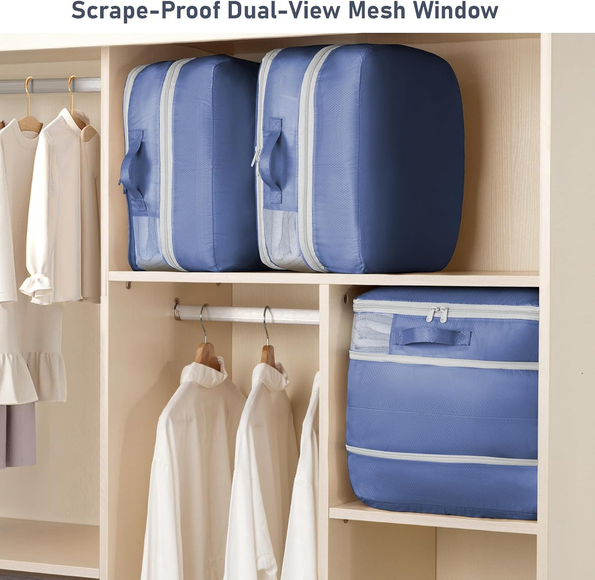 DIMJ Comforter Storage Bag - Blanket Storage Organizer Compression Bags, Large Capacity Ultra Space Saving Self Compression Organize for Bedding, Pillow, Duvet, Sheet Storage with Zipper Window