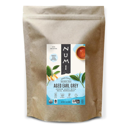 Numi Organic Aged Earl Grey Tea, 1lb Black Loose Leaf with Real Bergamot