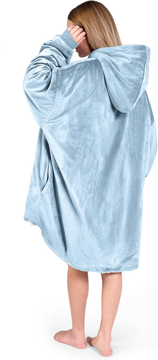 Bare Home Wearable Blanket Hoodie - Soft Plush Sherpa - Warm and Cozy - Oversized Wearable Blanket