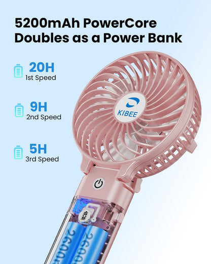 KIBEE Portable Misting Fan, 4000mAh Rechargeable Handheld Fan with 50ml Water Tank, Foldable 180° Mini Mist Spray Fan, 3 Speeds Personal Cooling Fan for Travel, Makeup, Outdoor, Concerts, Gray