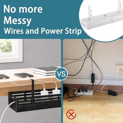Under Desk Cable Management Tray, No Drill Mesh Cable Tray Cord Organizer