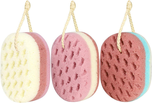 3 Pcs Big Bath Sponge for Women, Men, Sponge Loofah Body Scrubber Shower Sponge for Body Wash Bathroom, 3 Colors & Large Size Bathing Sponge Bathing Accessories(Large Size)