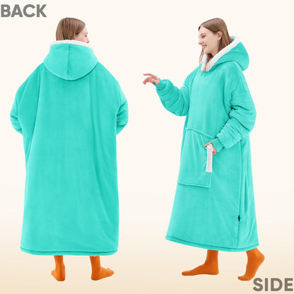 yescool Wearable Blanket Hoodie, Flannel Sherpa Fleece Blanket Sweatshirt for Adults Women Men,One Size Fits All - Colors A