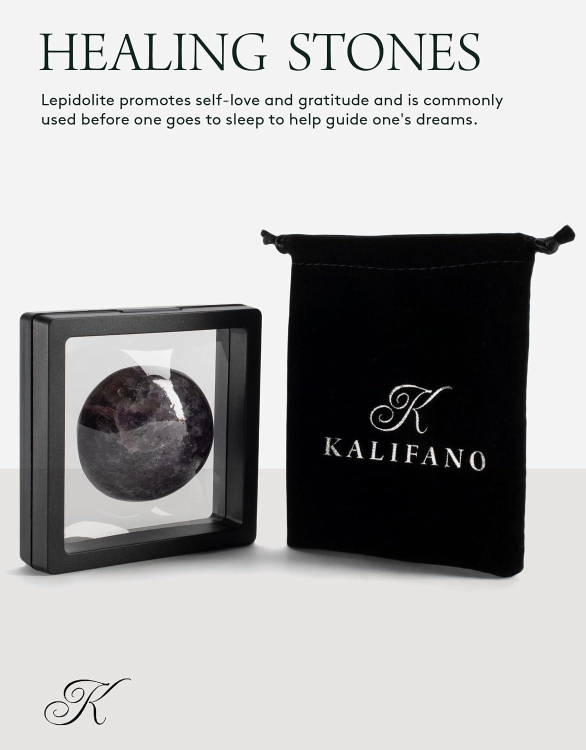 KALIFANO Palm Stone with Healing & Calming Effects - AAA+ Grade High Energy Worry Stone with Information Card - Reiki Crystal Used for Courage (Family Owned and Operated)
