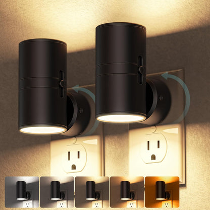 Briignite Night Lights Plug into Wall, Modern LED Night Light Plug in, Dusk to Dawn Sensor,Amber Night Light 0-100LM Adjustable Brightness, Dimmable NightLight for Hallway, Bedroom, Stairway, 2 Pack