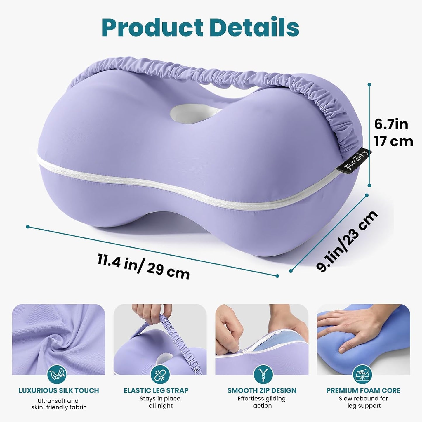 Knee Pillow for Side Sleepers - Smooth Spine Alignment Pillow, Memory Foam Knee Pillows for Back Hip Pain, Spine Aligning, Sciatica, Surgery Recovery, Pregnancy